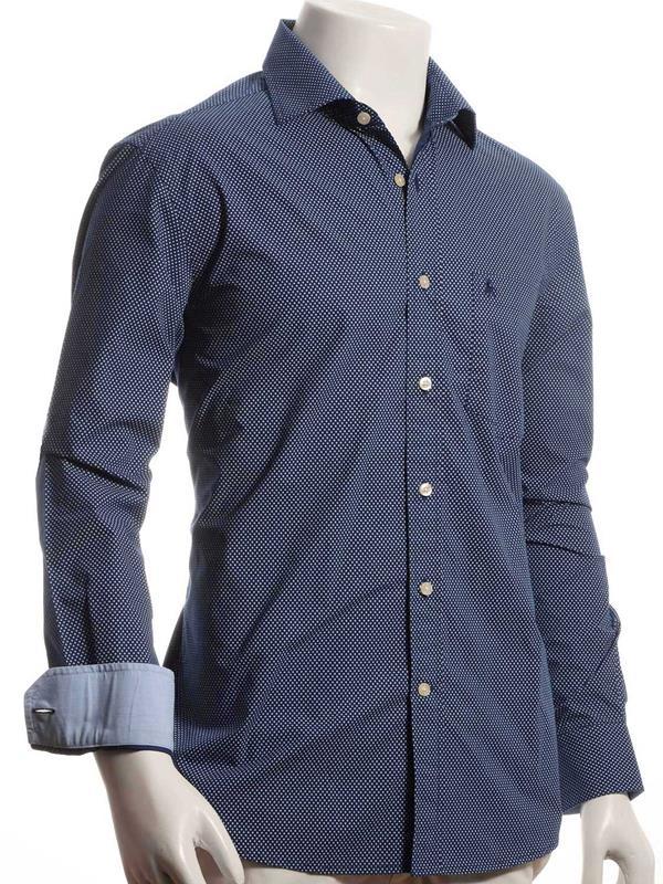 Sanchez Navy Printed Full sleeve single cuff Cotton Shirt