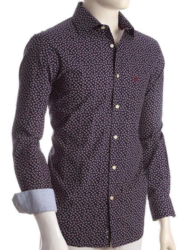 Jets Navy Printed Full sleeve single cuff Cotton Shirt