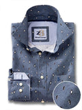 Emperor Navy Printed Full sleeve single cuff Cotton Shirt