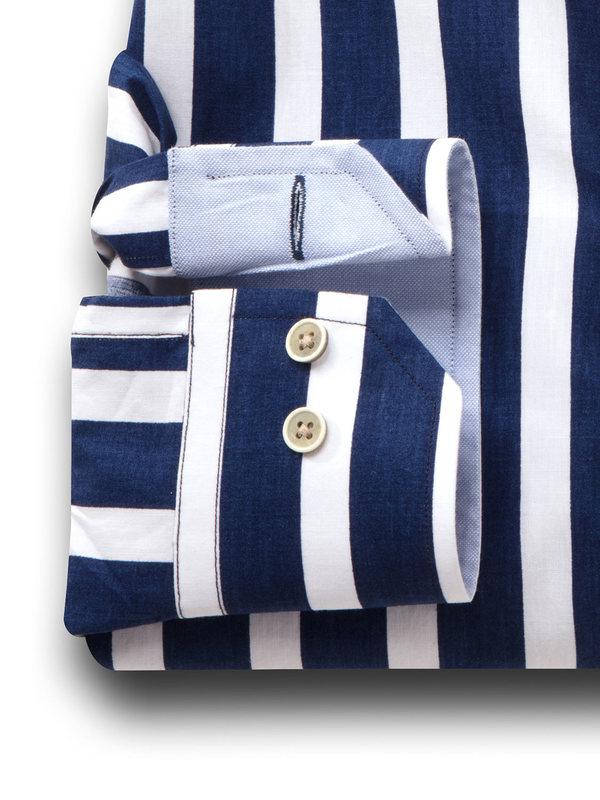 Sevilla Navy Striped Full sleeve single cuff Cotton Shirt