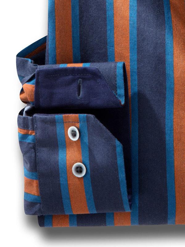Gibson Rust Striped Full sleeve single cuff Cotton Shirt