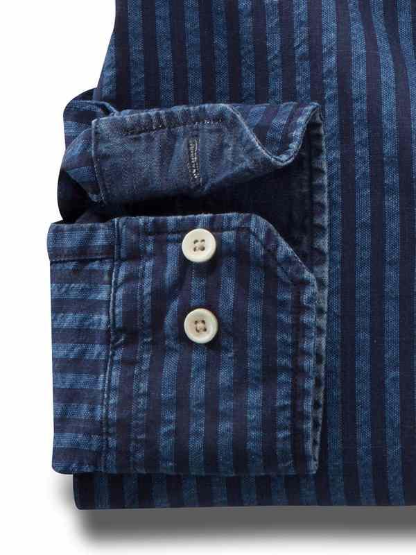 Elliot Indigo Navy Striped Full sleeve single cuff Cotton Shirt