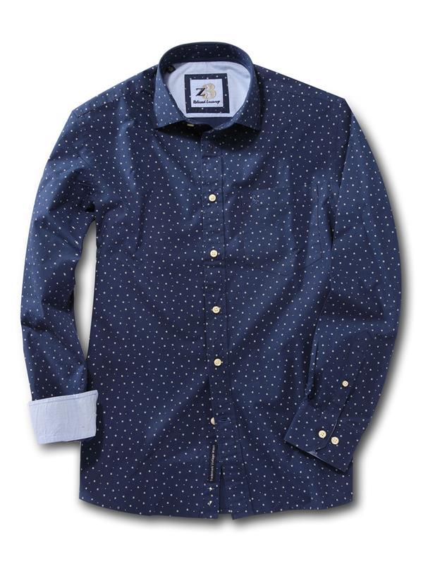 Boracay Navy Printed Cotton Shirt