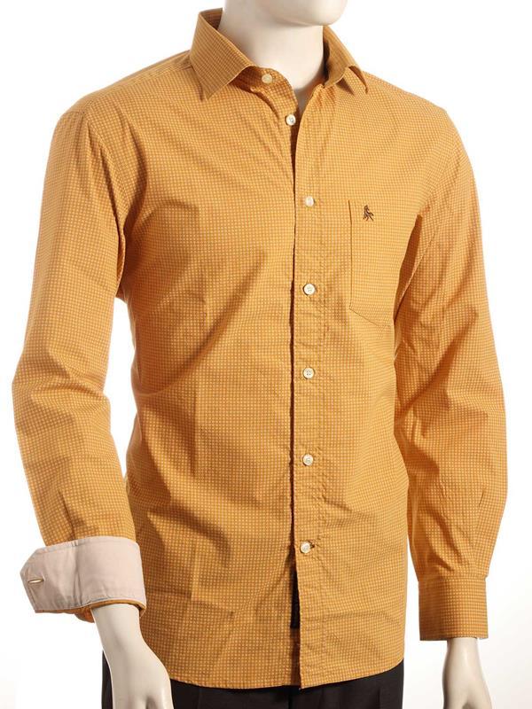 Arturo Ochre Printed Full sleeve single cuff Cotton Shirt