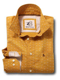 Swan Ochre Printed Full sleeve single cuff Cotton Shirt