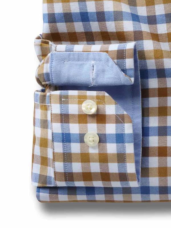 Natadola Ochre Check Full sleeve single cuff Cotton Shirt
