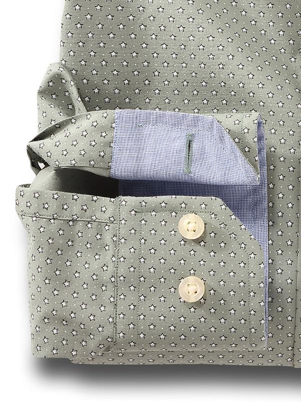 Pryor Olive Printed Full sleeve single cuff Cotton Shirt