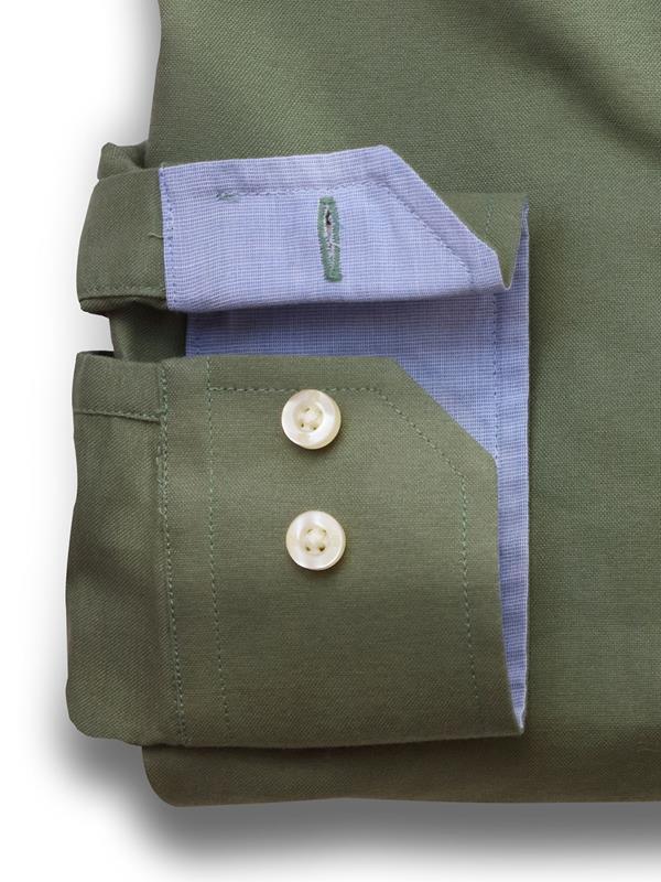 Eddie Olive Solid Full sleeve single cuff Cotton Shirt