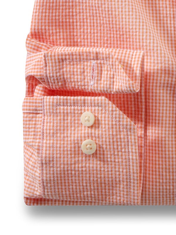 Helsinki Seersucker Orange Check Full Sleeve Single Cuff Cotton Shirt