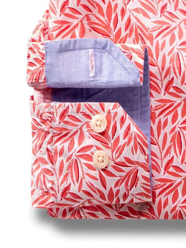 Giroud Orange Printed Full Sleeve Tailored Fit Casual Cotton Shirt