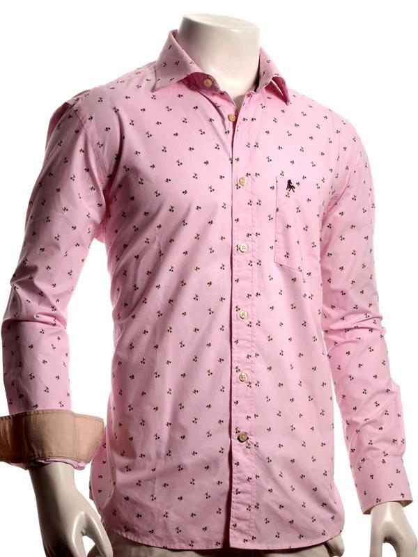 Islands Pink Printed Full sleeve single cuff Cotton Shirt