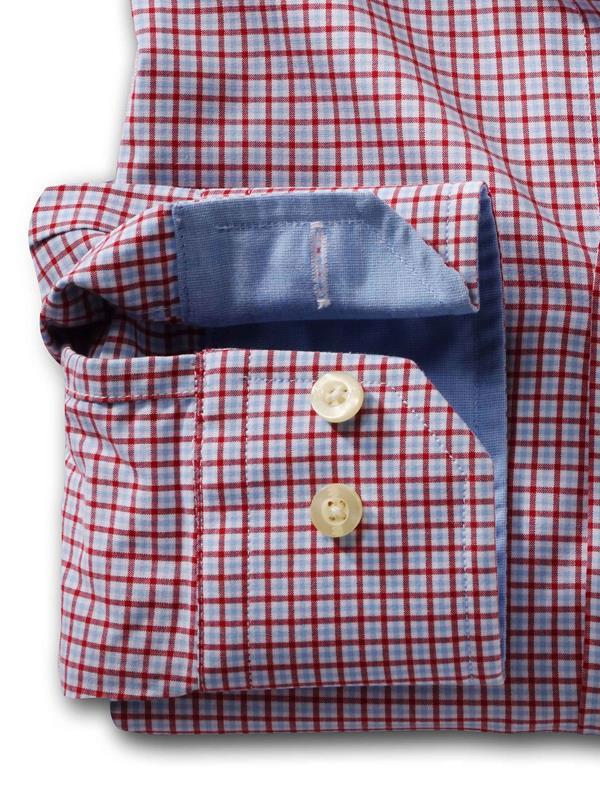 Edberg Red Check Full sleeve single cuff Blended Shirt