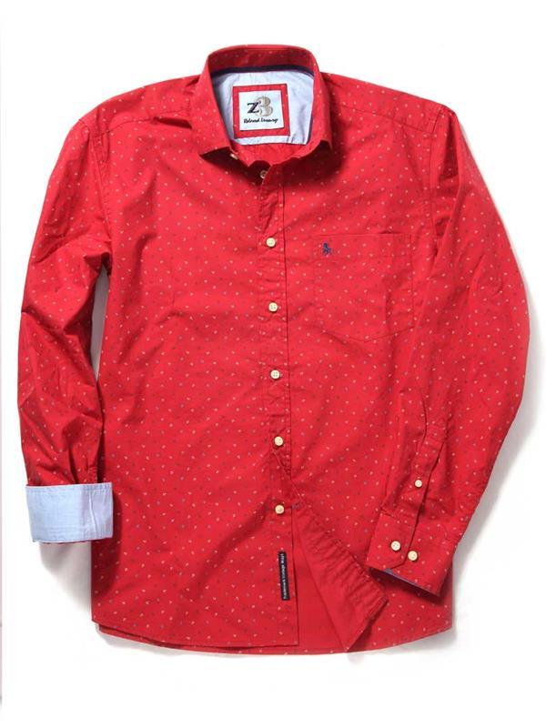 Anchors Red Printed Cotton Shirt