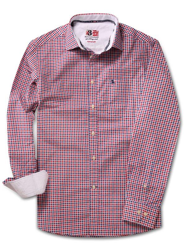Captain Red Check Full sleeve single cuff Cotton Shirt