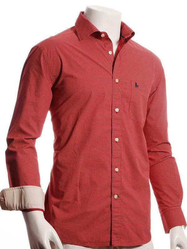 Arturo Red Printed Full sleeve single cuff Cotton Shirt