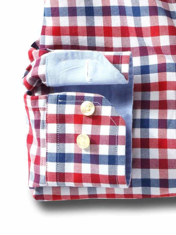 Natadola Red Check Full sleeve single cuff Cotton Shirt