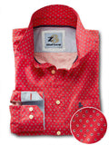 Maho Red Printed Full sleeve single cuff Cotton Shirt