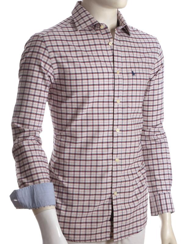 Dunham Red Check Full sleeve single cuff Cotton Shirt