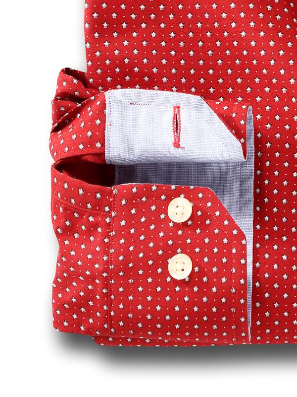 Pryor Red Printed Full sleeve single cuff Cotton Shirt