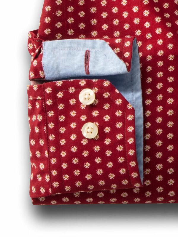 Madrid Red Printed Full sleeve single cuff Cotton Shirt