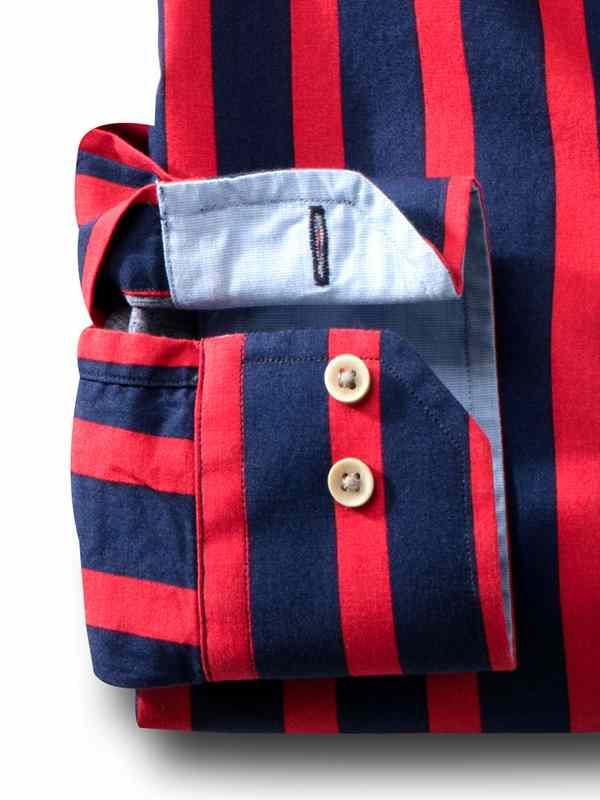 Cosmo Red Striped Full sleeve single cuff Cotton Shirt