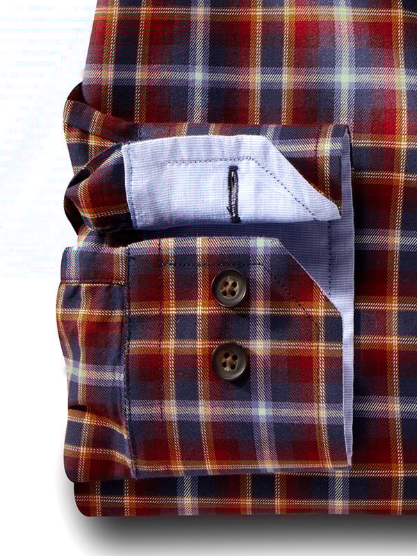 Suarez Twill Red Check Full Sleeve Tailored Fit Casual Cotton Shirt