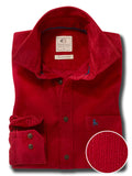 Zermatt Corduroy Garment Dyed Red Full Sleeve Tailored Fit Casual Cotton Shirt