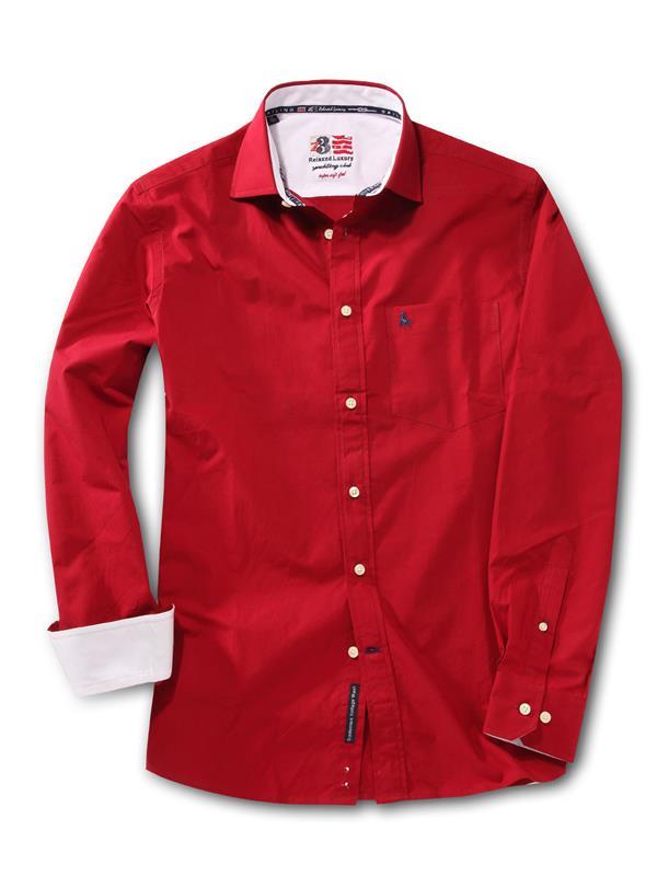 Captain Red Solid Cotton Shirt