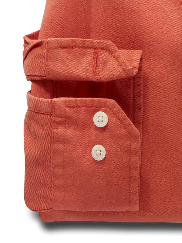 Neymar Twill Garment Dyed Rust Solid Full Sleeve Tailored Fit Casual Cotton Shirt