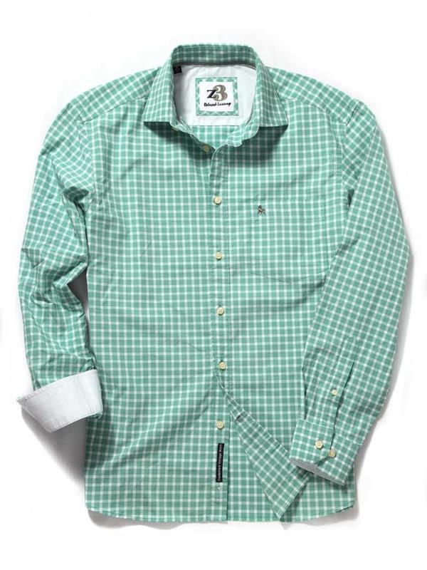 Brad Sea Green Check Blended Shirt