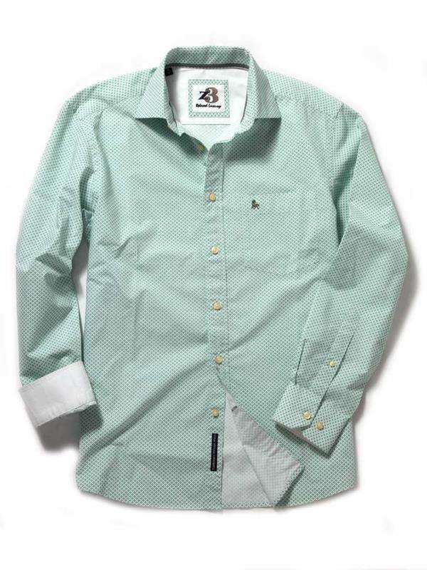 Bahamas Sea Green Printed Cotton Shirt