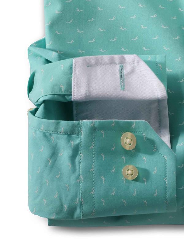 Dove Sea Green Printed Full sleeve single cuff Cotton Shirt