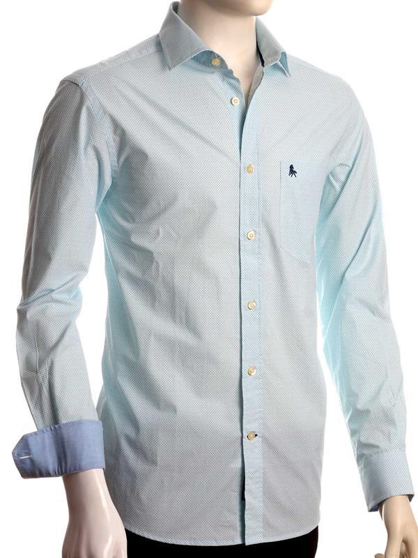 Siesta Sea Green Printed Full sleeve single cuff Cotton Shirt