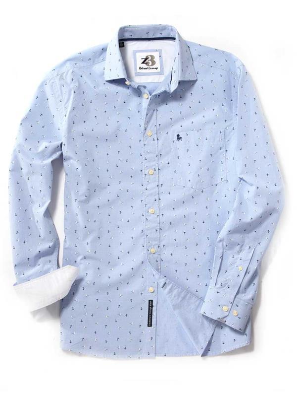 Bird Sky Printed Blended Shirt