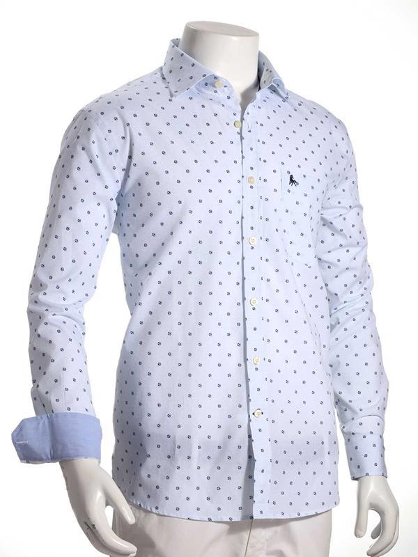 Lionel Sky Printed Full sleeve single cuff Cotton Shirt