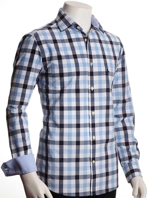 Anakena Sky Check Full sleeve single cuff Cotton Shirt