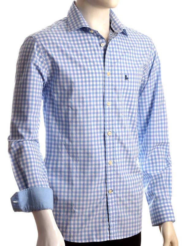 Norte Sky Check Full sleeve single cuff Cotton Shirt