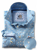 Egret Sky Printed Full sleeve single cuff Cotton Shirt