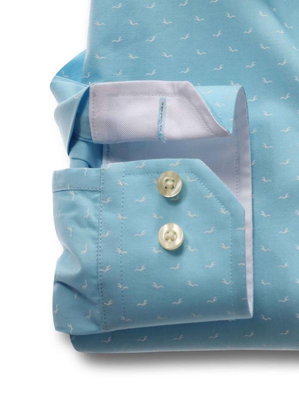 Dove Turquoise Printed Full sleeve single cuff Cotton Shirt