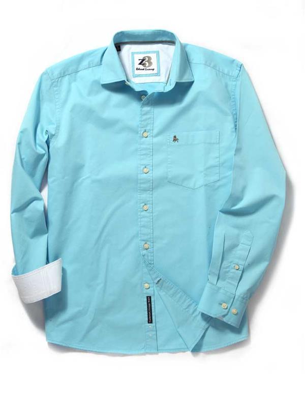 Bloom Turquoise Solid Cotton Shirt