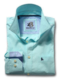 Andre Turquoise Printed Full sleeve single cuff Cotton Shirt