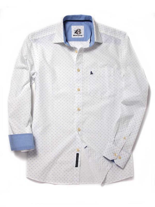 Dove White Printed Cotton Shirt