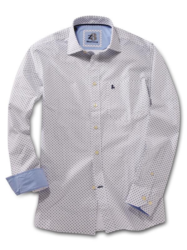 Hefe White Printed Cotton Shirt
