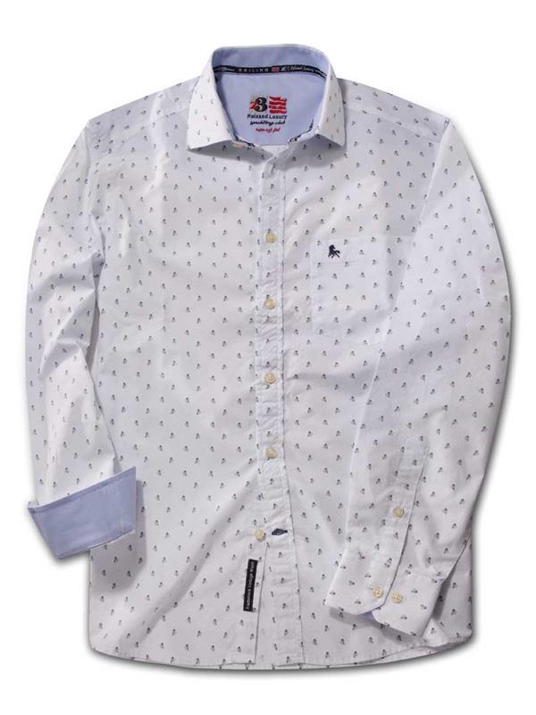 Sail White Printed Cotton Shirt