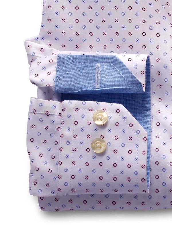 Sampras White Printed Full sleeve single cuff Cotton Shirt