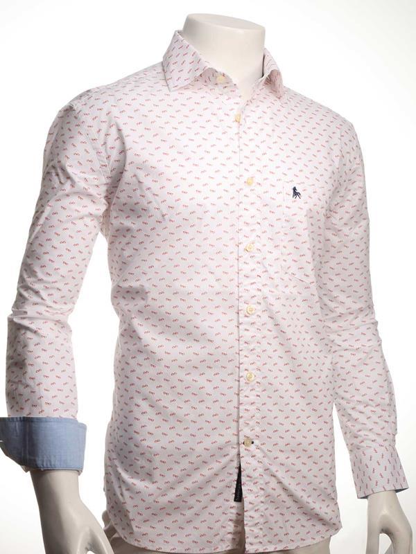 Shades White Printed Full sleeve single cuff Cotton Shirt