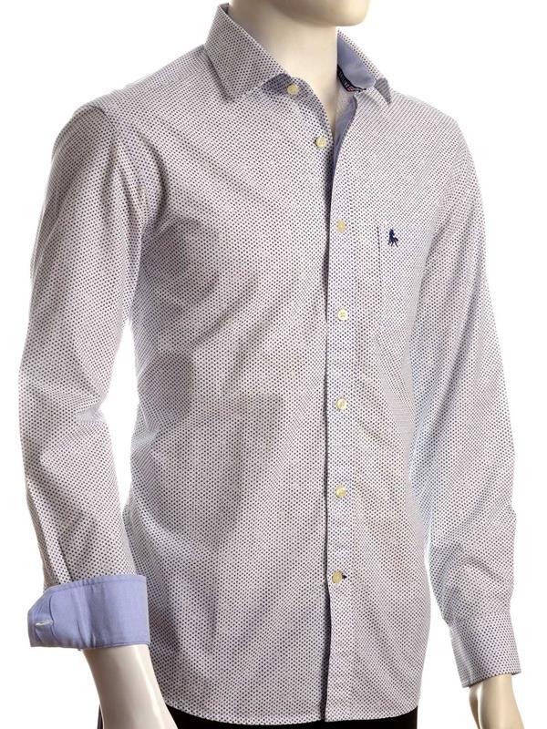Aroa White Printed Full sleeve cut away collar single cuff Cotton Shirt