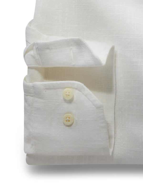 Lampard Slub White Solid Full Sleeve Tailored Fit Casual Cotton Shirt
