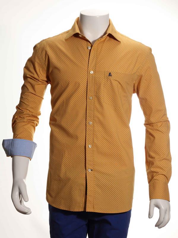 Nadal Yellow Printed Full sleeve single cuff Cotton Shirt