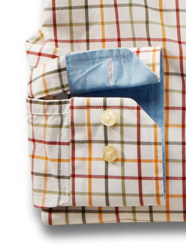 Bavaro Yellow Check Full sleeve single cuff Cotton Shirt